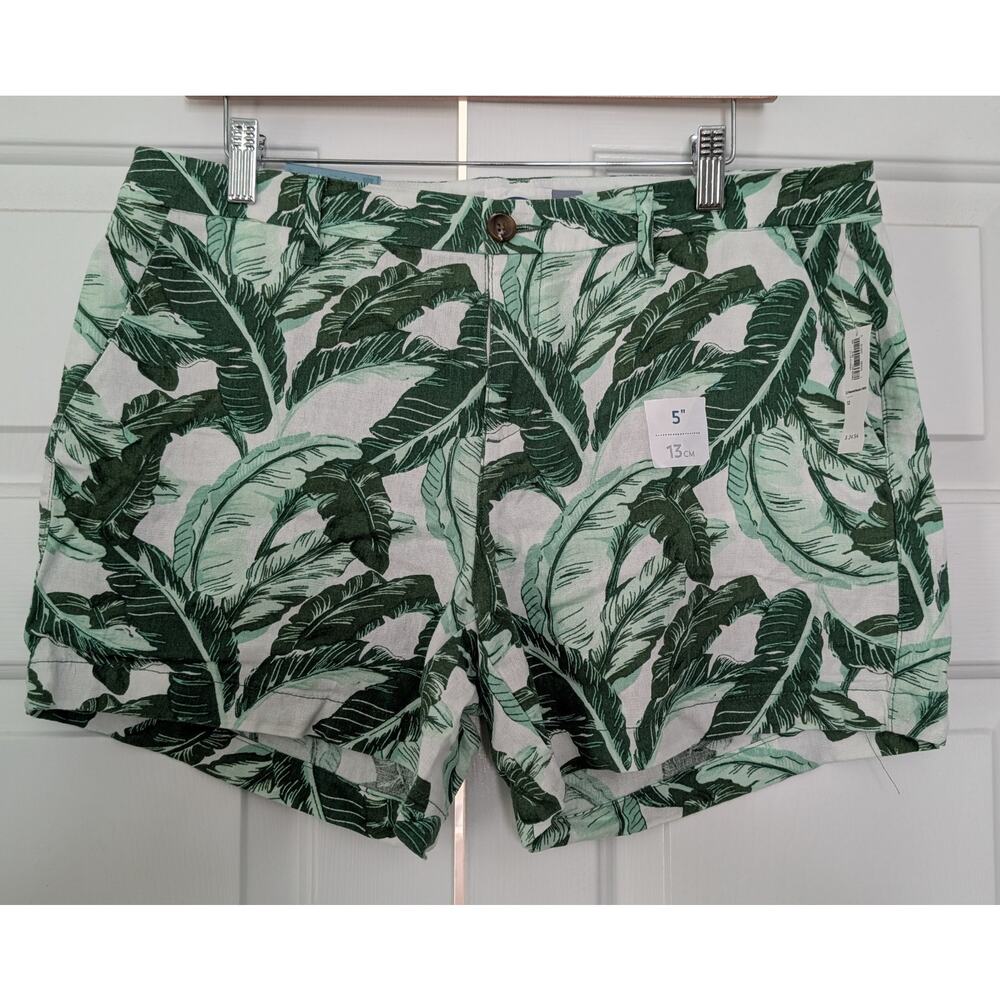 Old Navy Linen Blend Botanical Tropical Print Shorts 5" Inseam NEW!